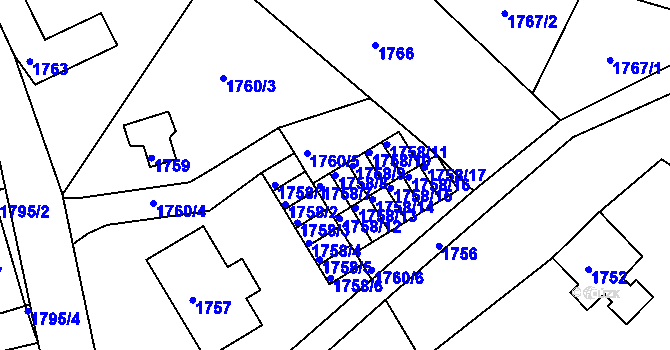Parcela st. 1758/8 v KÚ Smržovka, Katastrální mapa