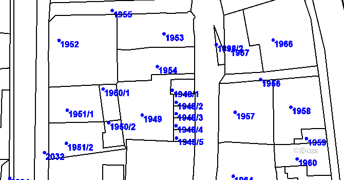 Parcela st. 1948/1 v KÚ Smržovka, Katastrální mapa