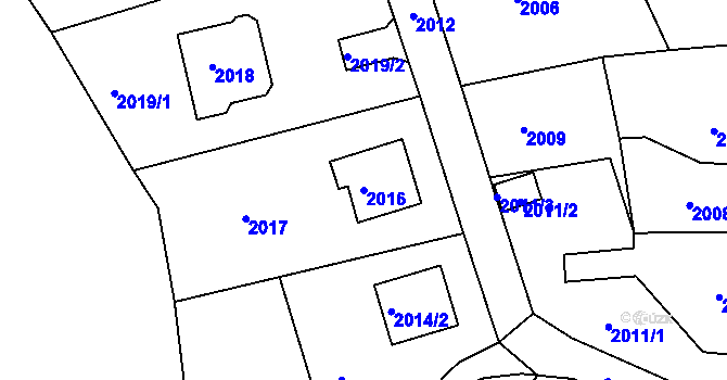 Parcela st. 2016 v KÚ Smržovka, Katastrální mapa