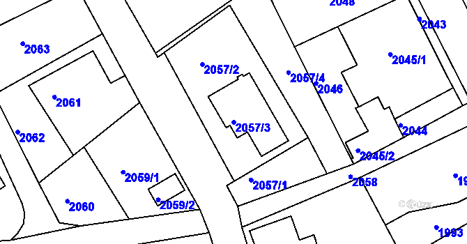 Parcela st. 2057/3 v KÚ Smržovka, Katastrální mapa