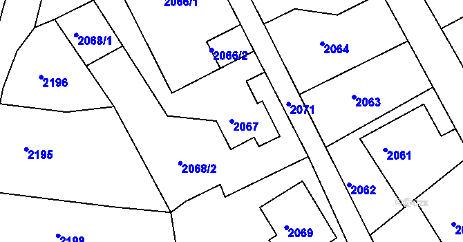 Parcela st. 2067 v KÚ Smržovka, Katastrální mapa