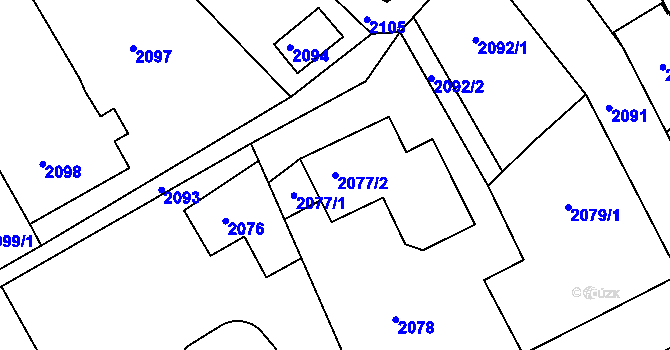 Parcela st. 2077/2 v KÚ Smržovka, Katastrální mapa