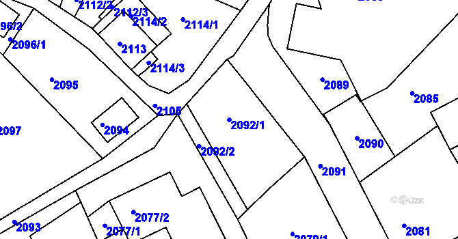 Parcela st. 2092/1 v KÚ Smržovka, Katastrální mapa