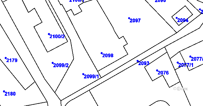 Parcela st. 2098 v KÚ Smržovka, Katastrální mapa