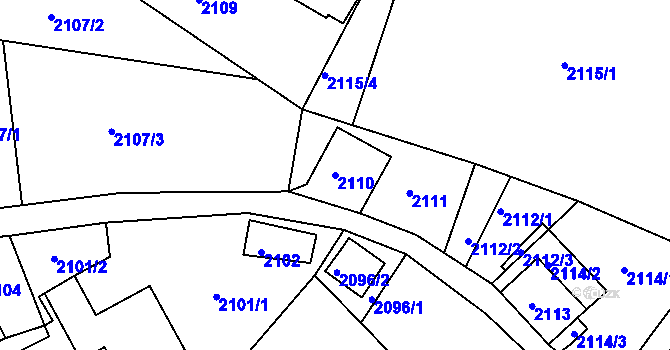 Parcela st. 2110 v KÚ Smržovka, Katastrální mapa