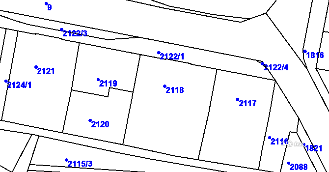 Parcela st. 2118 v KÚ Smržovka, Katastrální mapa