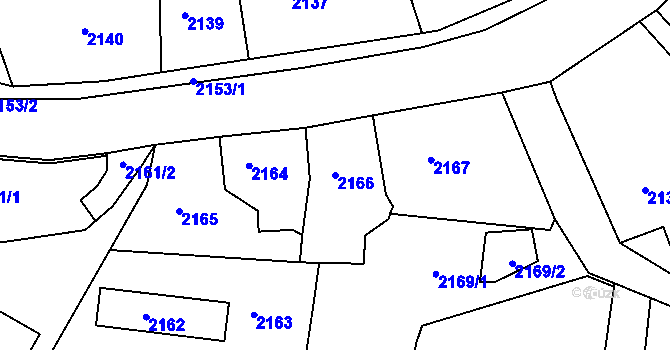 Parcela st. 2166 v KÚ Smržovka, Katastrální mapa