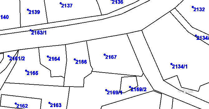 Parcela st. 2167 v KÚ Smržovka, Katastrální mapa