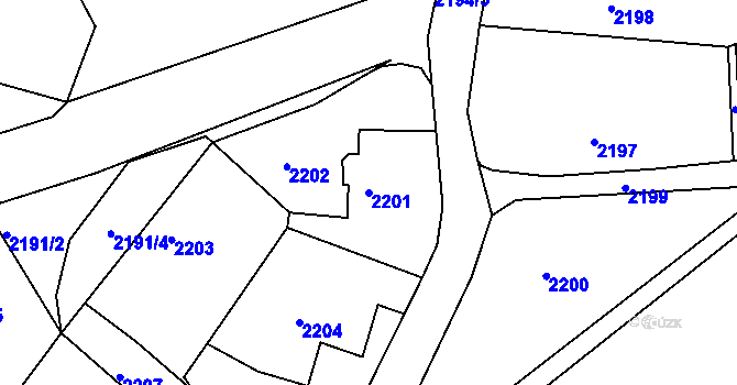 Parcela st. 2201 v KÚ Smržovka, Katastrální mapa