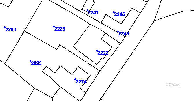 Parcela st. 2222 v KÚ Smržovka, Katastrální mapa
