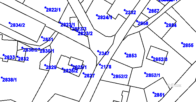 Parcela st. 2347 v KÚ Smržovka, Katastrální mapa