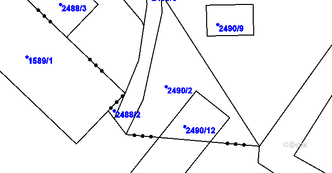 Parcela st. 2490/2 v KÚ Smržovka, Katastrální mapa