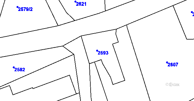 Parcela st. 2593 v KÚ Smržovka, Katastrální mapa