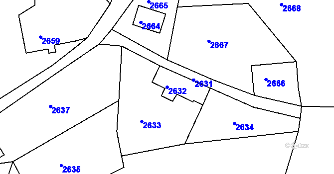 Parcela st. 2632 v KÚ Smržovka, Katastrální mapa