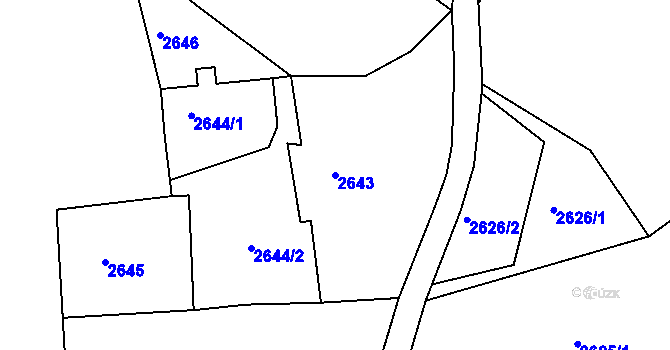 Parcela st. 2643 v KÚ Smržovka, Katastrální mapa