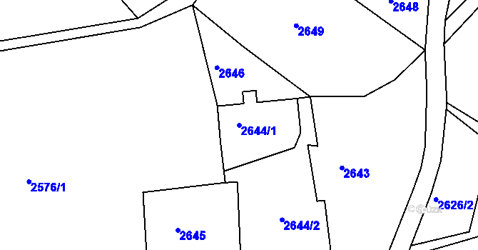 Parcela st. 2644/1 v KÚ Smržovka, Katastrální mapa