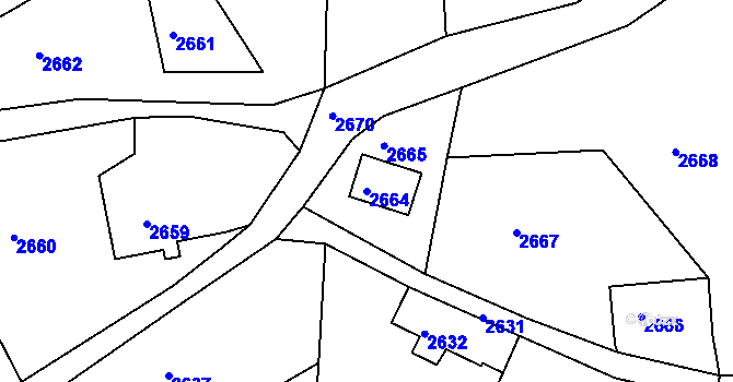 Parcela st. 2664 v KÚ Smržovka, Katastrální mapa