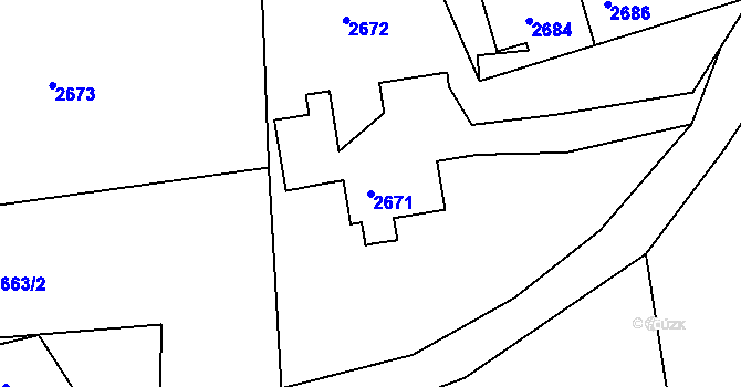Parcela st. 2671 v KÚ Smržovka, Katastrální mapa