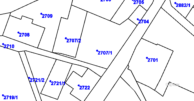 Parcela st. 2707/1 v KÚ Smržovka, Katastrální mapa