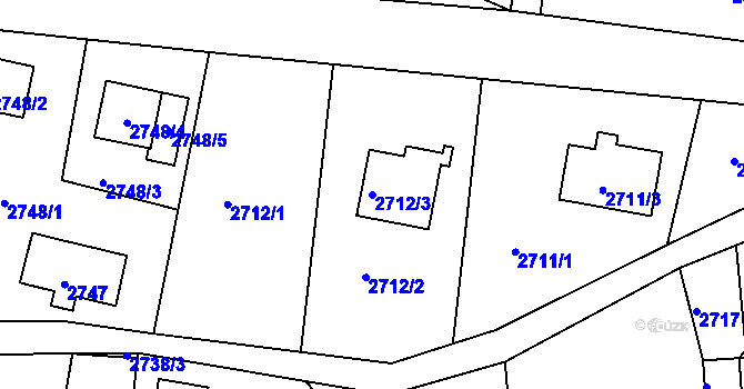 Parcela st. 2712/3 v KÚ Smržovka, Katastrální mapa