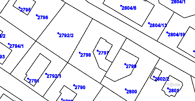 Parcela st. 2797 v KÚ Smržovka, Katastrální mapa