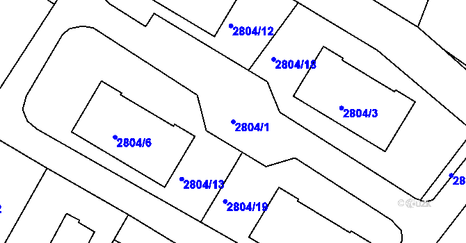 Parcela st. 2804/1 v KÚ Smržovka, Katastrální mapa