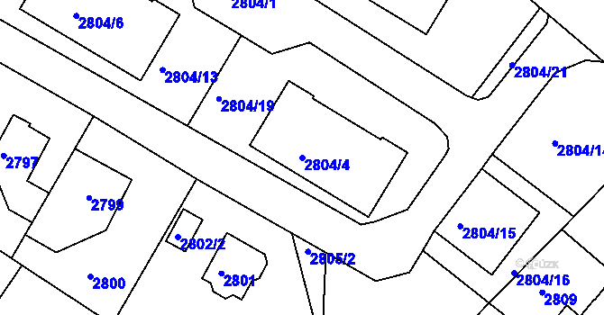 Parcela st. 2804/4 v KÚ Smržovka, Katastrální mapa