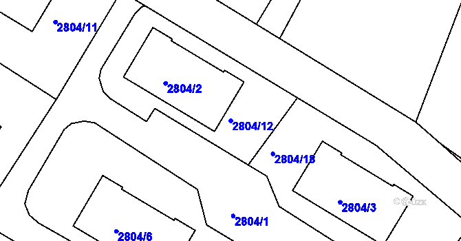 Parcela st. 2804/12 v KÚ Smržovka, Katastrální mapa