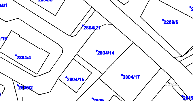 Parcela st. 2804/14 v KÚ Smržovka, Katastrální mapa
