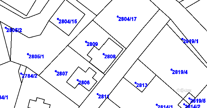 Parcela st. 2808 v KÚ Smržovka, Katastrální mapa