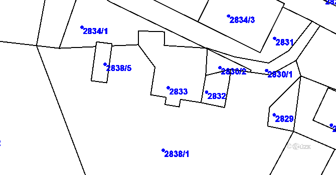 Parcela st. 2833 v KÚ Smržovka, Katastrální mapa