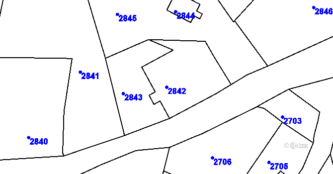 Parcela st. 2842 v KÚ Smržovka, Katastrální mapa