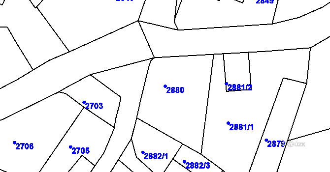 Parcela st. 2880 v KÚ Smržovka, Katastrální mapa