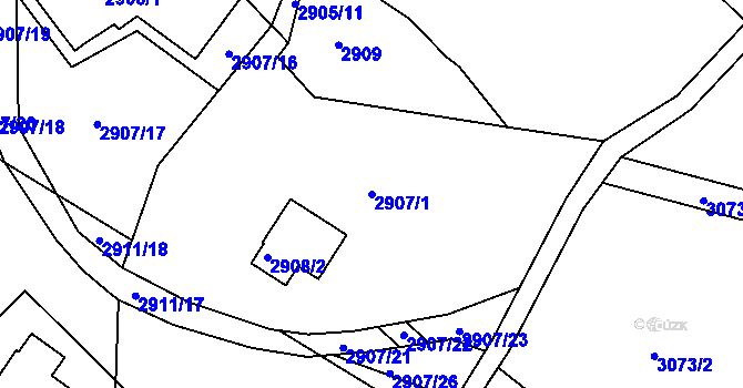 Parcela st. 2907/1 v KÚ Smržovka, Katastrální mapa