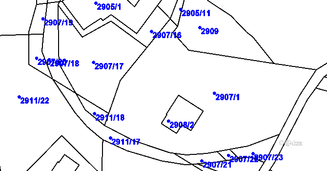 Parcela st. 2907/2 v KÚ Smržovka, Katastrální mapa