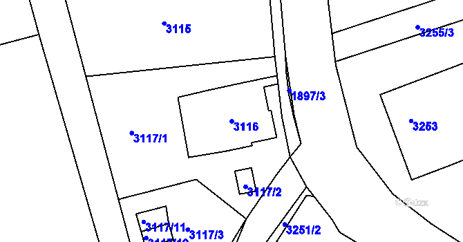 Parcela st. 3116 v KÚ Smržovka, Katastrální mapa