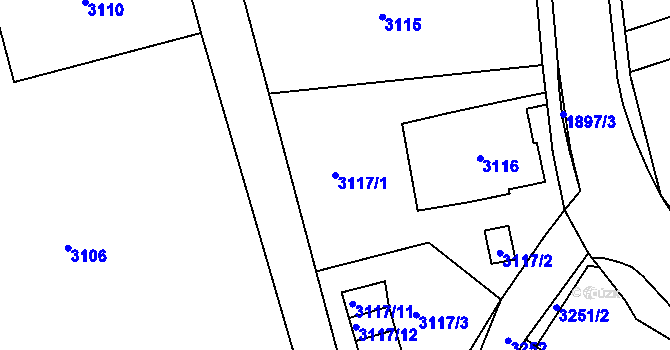 Parcela st. 3117/1 v KÚ Smržovka, Katastrální mapa