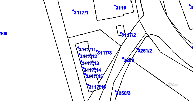 Parcela st. 3117/3 v KÚ Smržovka, Katastrální mapa