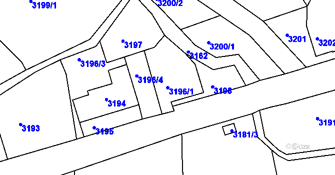 Parcela st. 3196/1 v KÚ Smržovka, Katastrální mapa