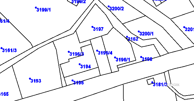 Parcela st. 3196/4 v KÚ Smržovka, Katastrální mapa