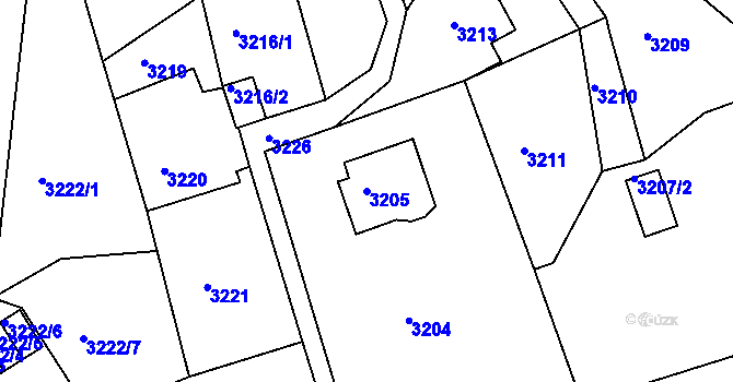 Parcela st. 3205 v KÚ Smržovka, Katastrální mapa