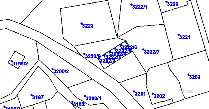 Parcela st. 3222/3 v KÚ Smržovka, Katastrální mapa