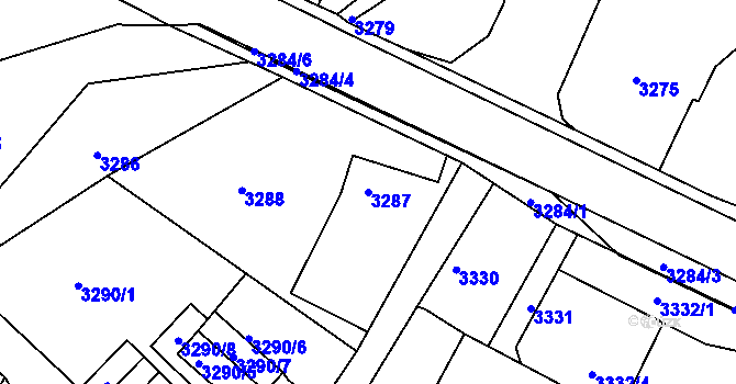 Parcela st. 3287 v KÚ Smržovka, Katastrální mapa