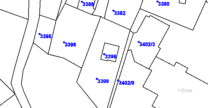 Parcela st. 3398 v KÚ Smržovka, Katastrální mapa