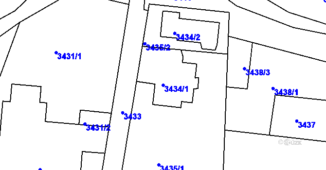 Parcela st. 3434/1 v KÚ Smržovka, Katastrální mapa