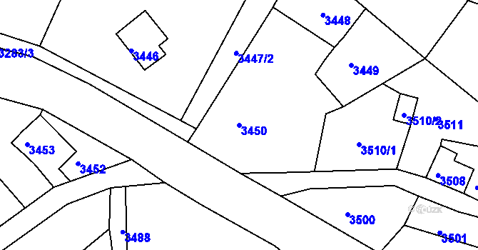 Parcela st. 3450 v KÚ Smržovka, Katastrální mapa