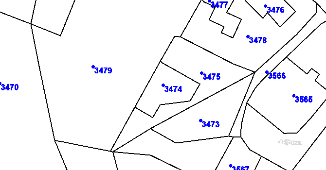 Parcela st. 3474 v KÚ Smržovka, Katastrální mapa