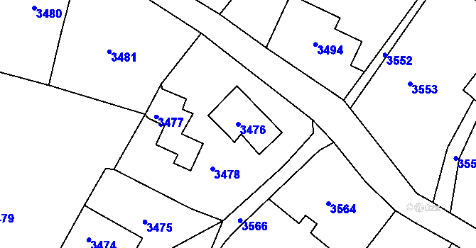 Parcela st. 3476 v KÚ Smržovka, Katastrální mapa