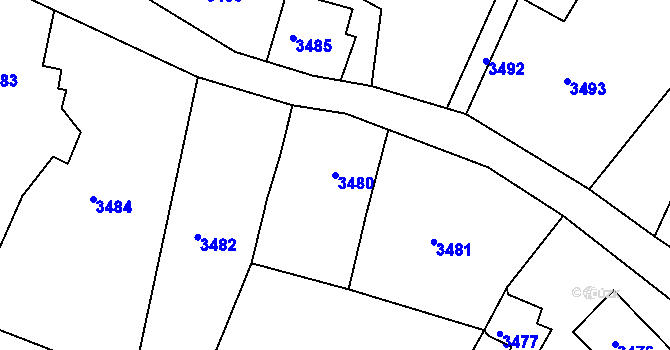Parcela st. 3480 v KÚ Smržovka, Katastrální mapa