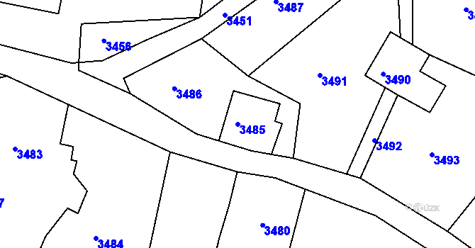 Parcela st. 3485 v KÚ Smržovka, Katastrální mapa